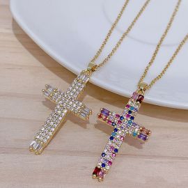 Colorful Stones Cross Necklace