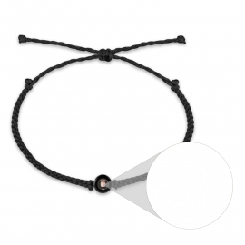 Personalized Circle Projection Photo Bracelet Black with Black Rope