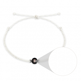 Personalized Circle Projection Photo Bracelet Black with White Rope