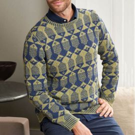 Men's Fashion Crew Neck Jacquard Sweater