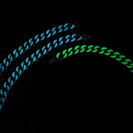 Glow in the Dark Green/Blue Enamel Cuban LIink Chain