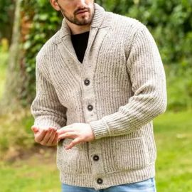 Men's Mélange Long Sleeve Lapel Pocket Sweater