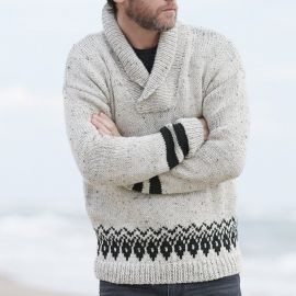 Men's Pullover Lapel Long Sleeve Knit Sweater