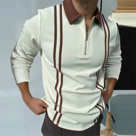 Contrast Stripe Stretch Casual POLO Shirt