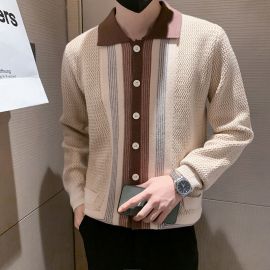 Men's Casual Polo Cardigan Sweater
