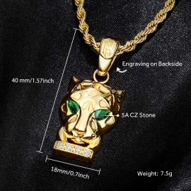Iced Emerald Panther Head Pendant