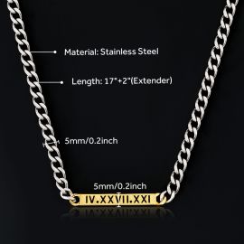 5mm Two-tone Personalized Engraved Cuban ID Necklace