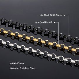 8mm Stainless Steel Rolo Bracelet