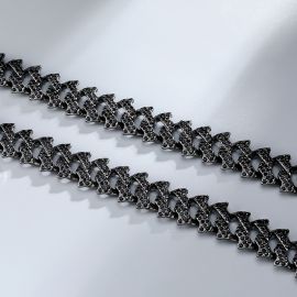 14mm Iced Cuban Spiked Chain in Black Gold