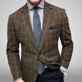 Versatile slim plaid casual suit