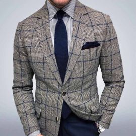 Versatile slim plaid casual suit