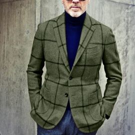 Plaid multicolor casual suit coat