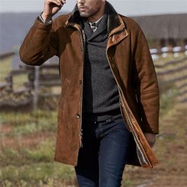 Men's medium long loose woolen coat