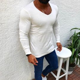 Slim long sleeve round neck pullover t-shirt
