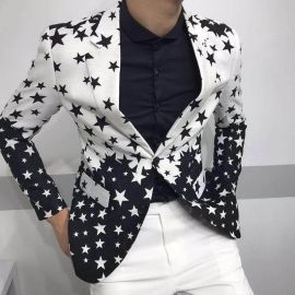 Leisure national style star print slim blazer