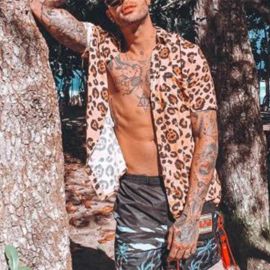 Men's leopard print short sleeve shirt