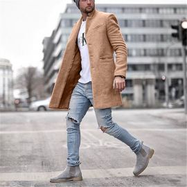 Fashion solid color long warm coat