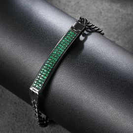 6mm Emerald Engraved ID Cuban Adjustable Bracelet