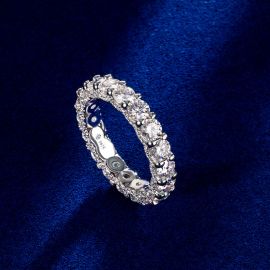 Moissanite Round Cut Eternity Band in S925 Sterling Silver