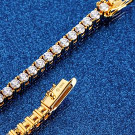 S925 Silver Moissanite 3mm Tennis Bracelet in 18K Gold Plated