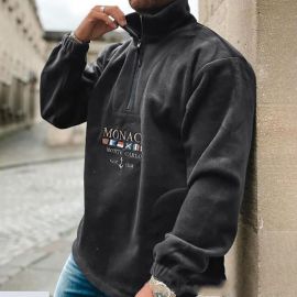 Letter embroidered casual sweatshirt