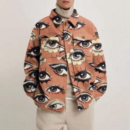 Men's button eye printed jacket