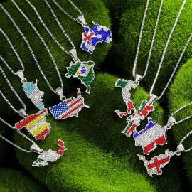 Iced Country Map Flag Pendant