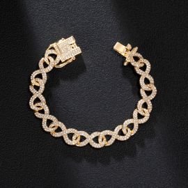 11mm Iced Infinity Cuban Link Bracelet in Gold