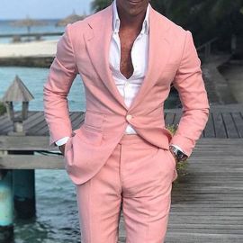 Pink business slim suit