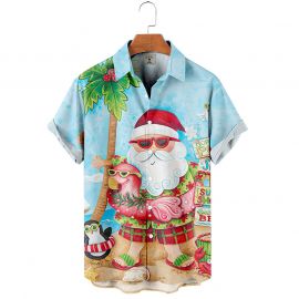 Men's Santa Claus printed short-sleeved shirt