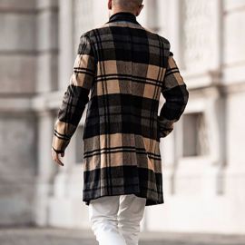 casual plaid wool coat mid length coat coat