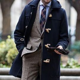 Men's mid-length horn button coat coat