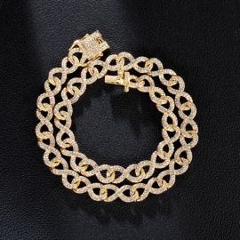 11mm Iced Infinity Cuban Link Chain and Bracelet Set in Gold