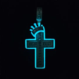 Glow in the Dark Baguette Crown Cross Pendant