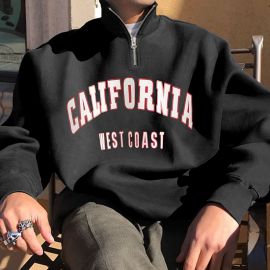 California Printed Stand Collar Sweatshirt