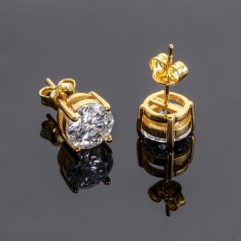 0.5Ct/1Ct/1.5Ct/2Ct Moissanite Brilliant Round Cut Stud Earrings in S925 Silver with 18k Gold Plated