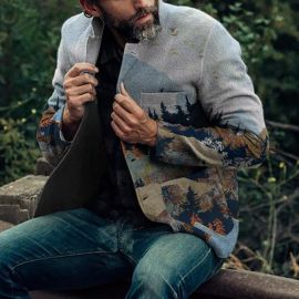 Men's Printed Single-Breasted Jacket