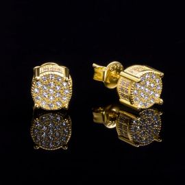 S925 Silver Micro Paved Moissanite Stud Earrings in 18K Gold Plated