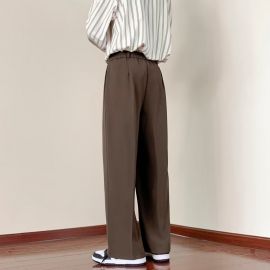 Solid Straight Casual Pants
