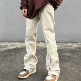 Button Design Straight Casual Pants