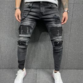 Printed Torn Jeans