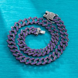 15mm Iced Purple Enamel Miami Cuban Chain
