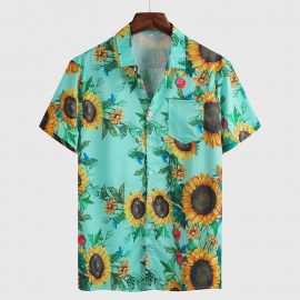 Short Sleeve Sunflower Printed Shirt