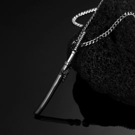 Katana Unsheathed Sword Necklace in Black Gold