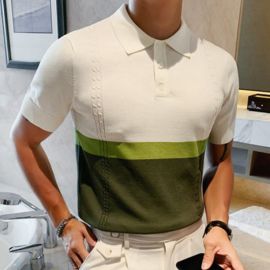 Color Block Lapel Polo Shirt