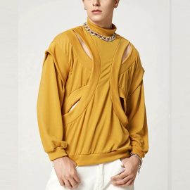 Hollow Round neck Solid Color sweatshirt