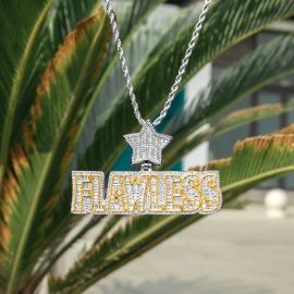 Iced Baguette Cut FLAWLESS Star Pendant in White Gold