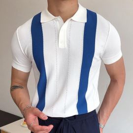 Men's Striped Slim Polo Shirt