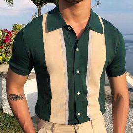 Lapel-Collar Single-Breasted Knitted Polo Shirt
