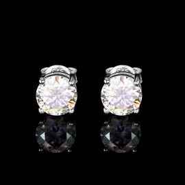 1Ct Moissanite Round Light Colorful Stud Earrings in S925 Silver